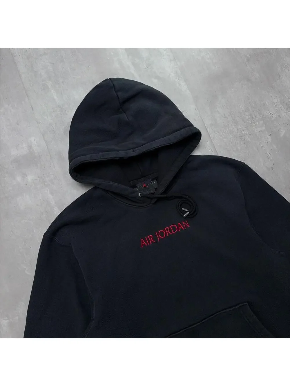 Y2K Black Air Jordan Grunge Distressed Heavyweight Skater Hoodie